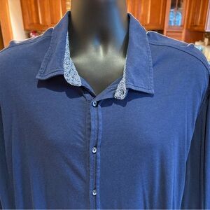 Robert Graham Navy Blue Casual Button-Down Shirt